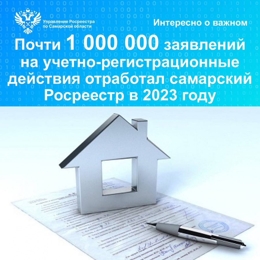 Почти 1 000 000 заявлений на учетно-регистрационные действия отработал самарский Росреестр в 2023 году  